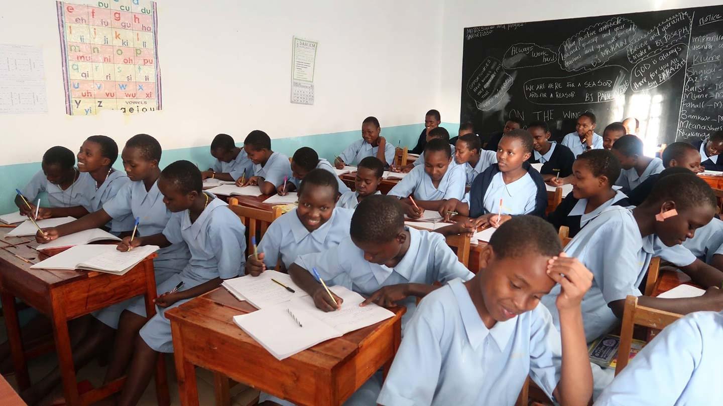 Girls in St. Clare classroom